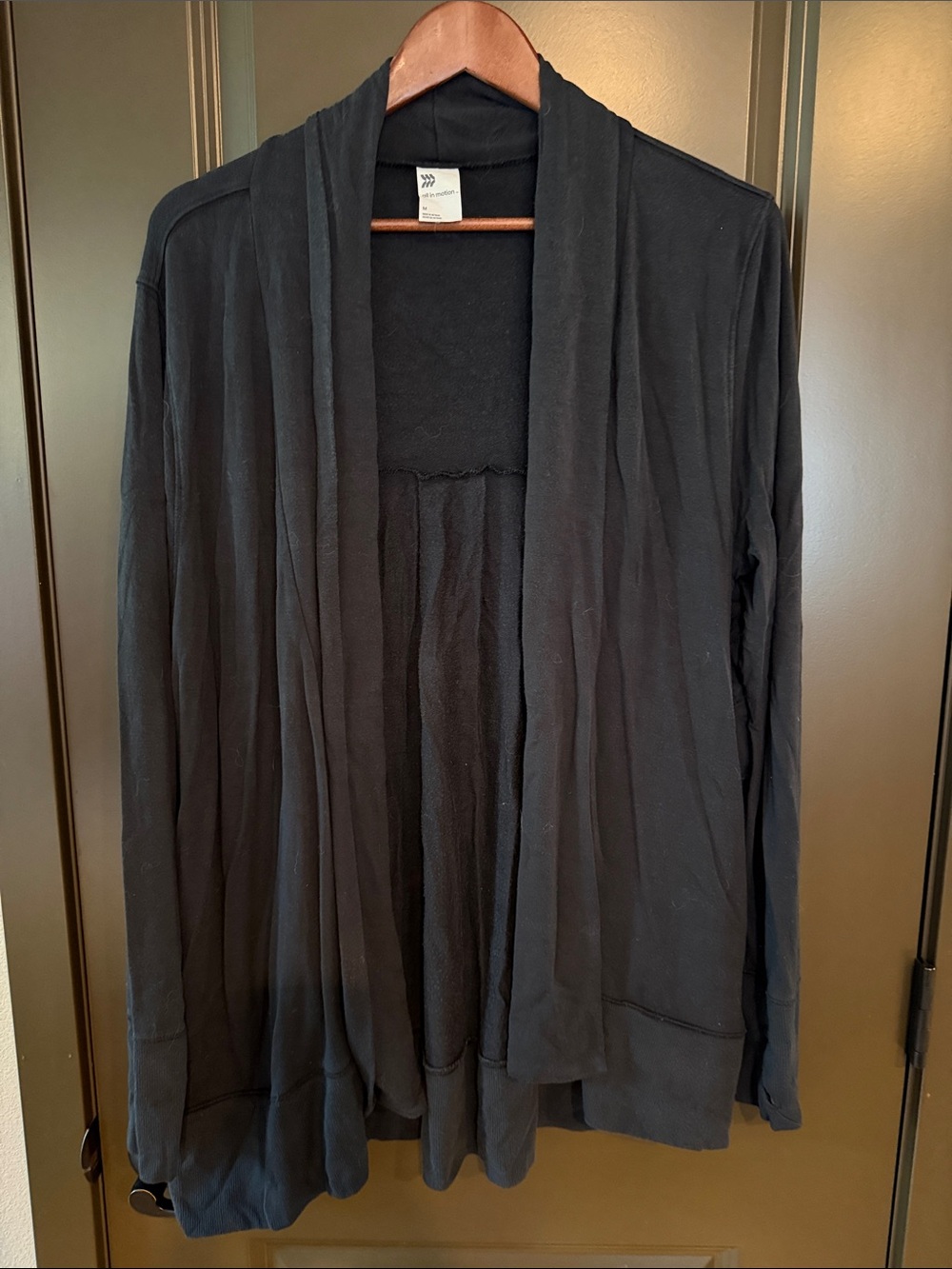 all in motion Black Draped Open-Front Blazer-Style Cardigan